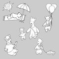 Vector set of funny bears